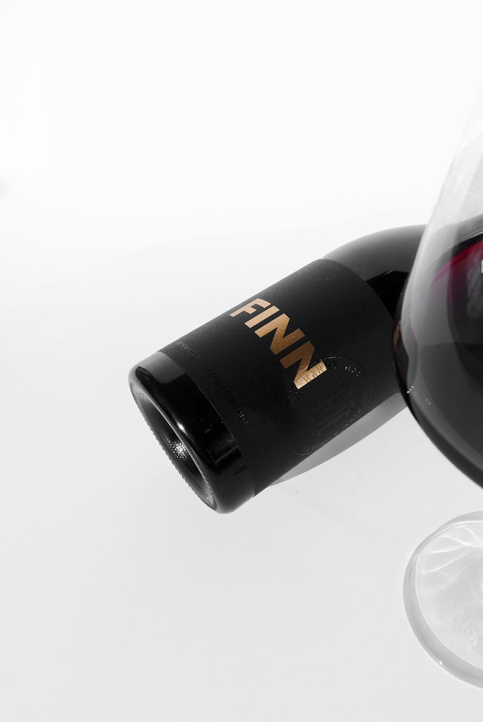 Harry Hartman Finn red wine rhone blend and red wine glass